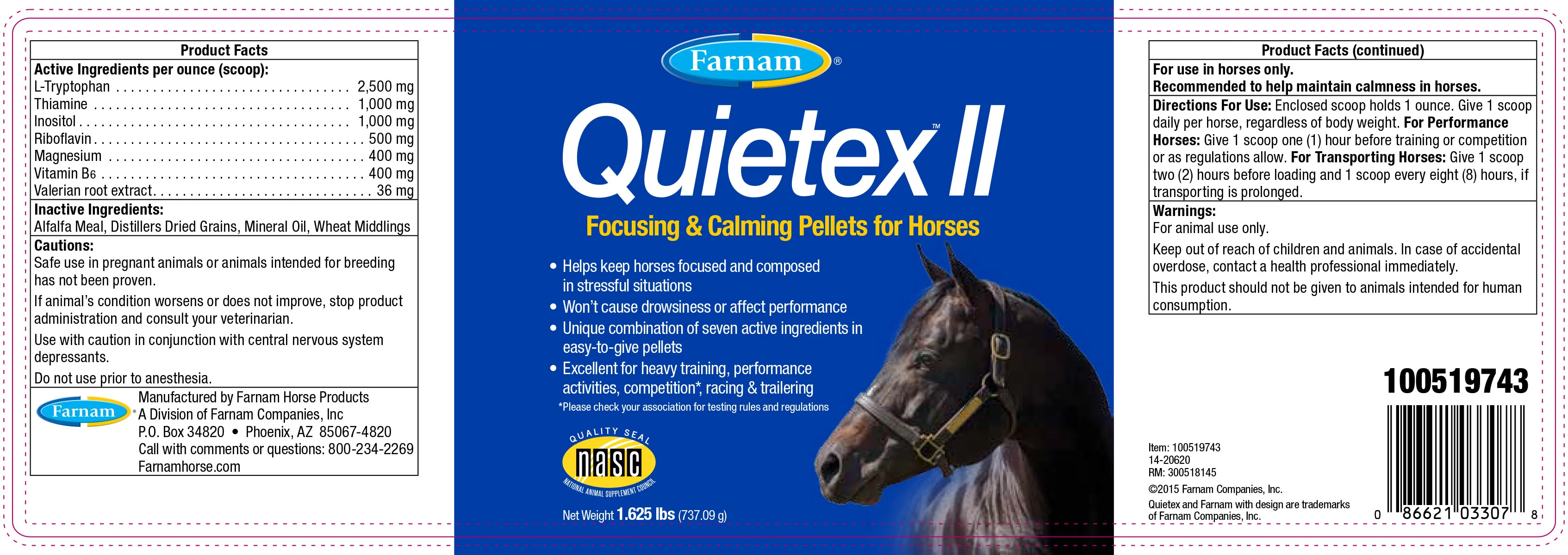 Farnam® Quietex II™ Focusing & Calming Pellets 1.625 lb - Image 2