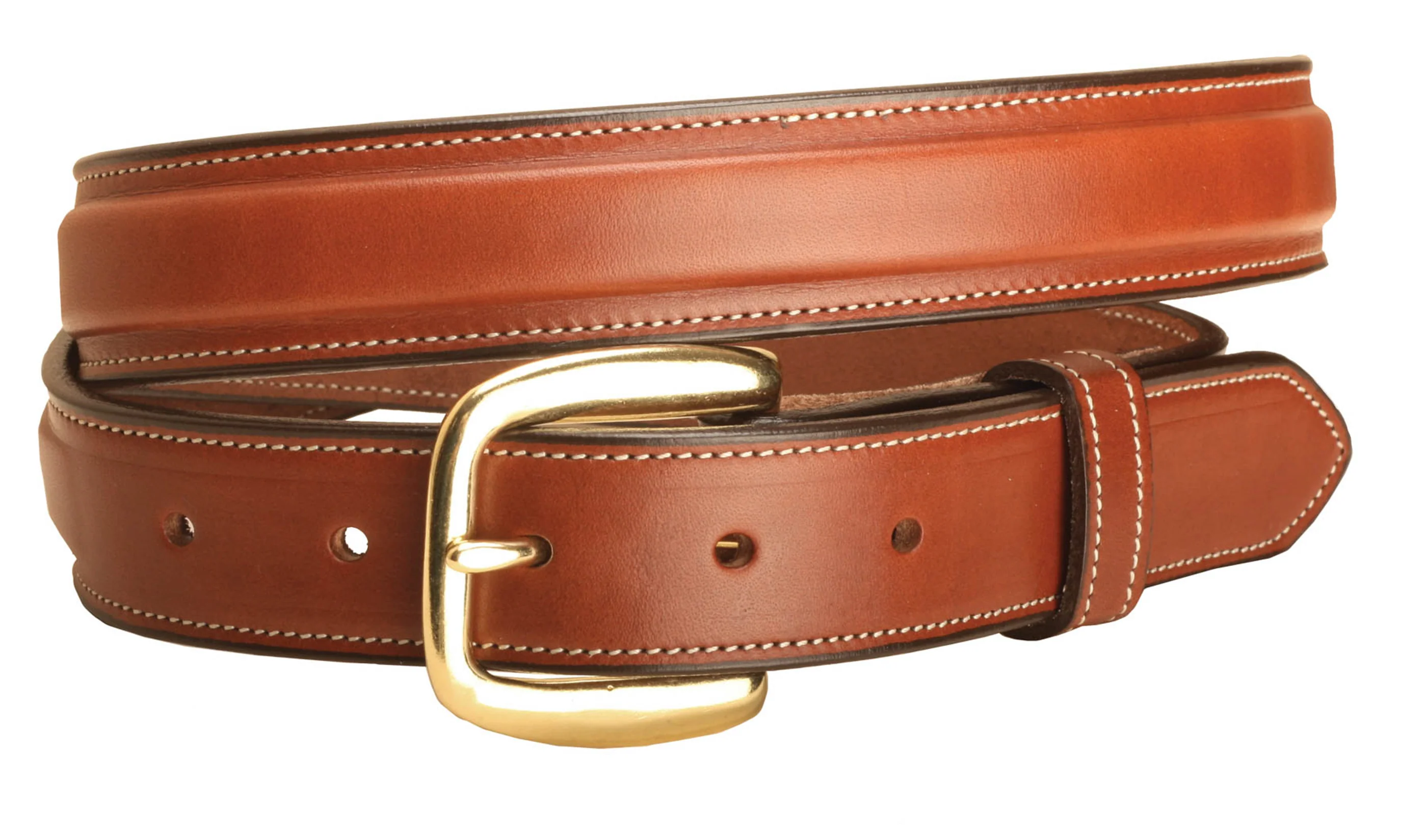 Tory Leather 1 1/4" Raised Belt with Brass Buckle - Image 5